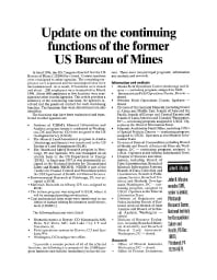 Image of publication Update on the Continuing Functions of the Former US Bureau of Mines