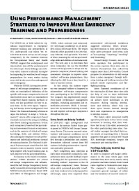 First page of Using Performance Management Strategies to Improve Mine Emergency Training and Preparedness