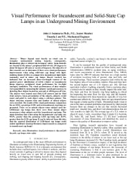 Image of publication Visual Performance for Incandescent and Solid-State Cap Lamps in an Underground Mining Environment