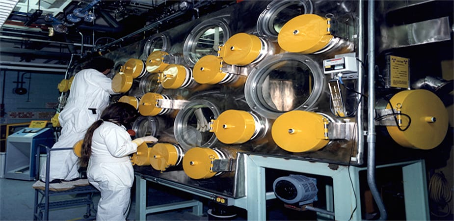 Plutonium Glove-Box line (DOE Image Archive)
