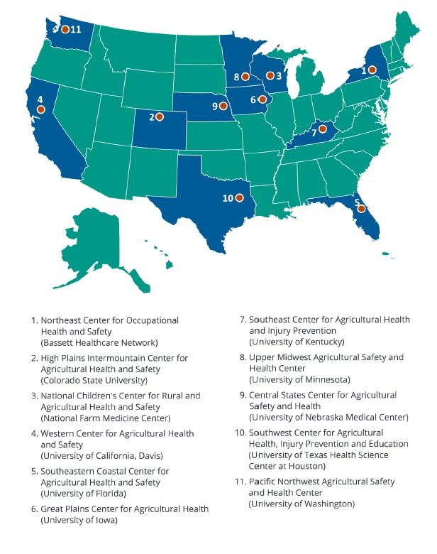 Map - NIOSH Centers for Agriculture Safety and Health