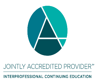 blue logo with text reading jointly accredited provider / interprofessional continuing education