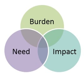 Burden, Need, Impact circle graph
