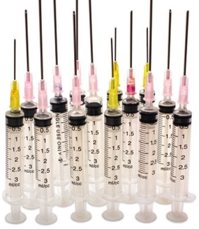 syringes lined up in a row