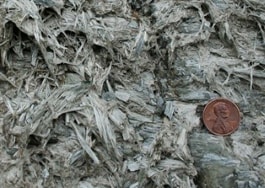 asbestos with penny showing relationship