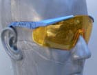 Nonprescription safety glasses with wrap-around side protection