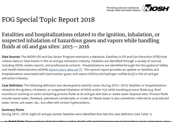 Image of screen depicting the FOG Special Topic Report 2018