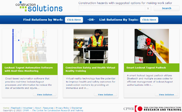 cpwr and construction solutions website