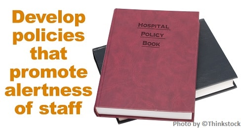 Develop policies that promote alertness of staff, Books