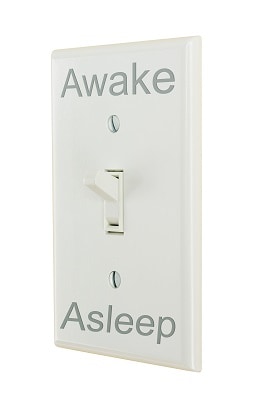 Light switch showing Awake at top and Asleep at the bottom
