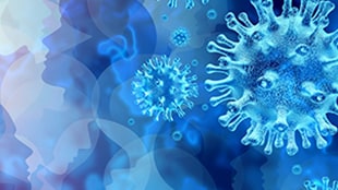 blue virus graphic for CDC Transition to Routine Surveillance of COVID-19