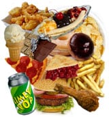 collage of junk food