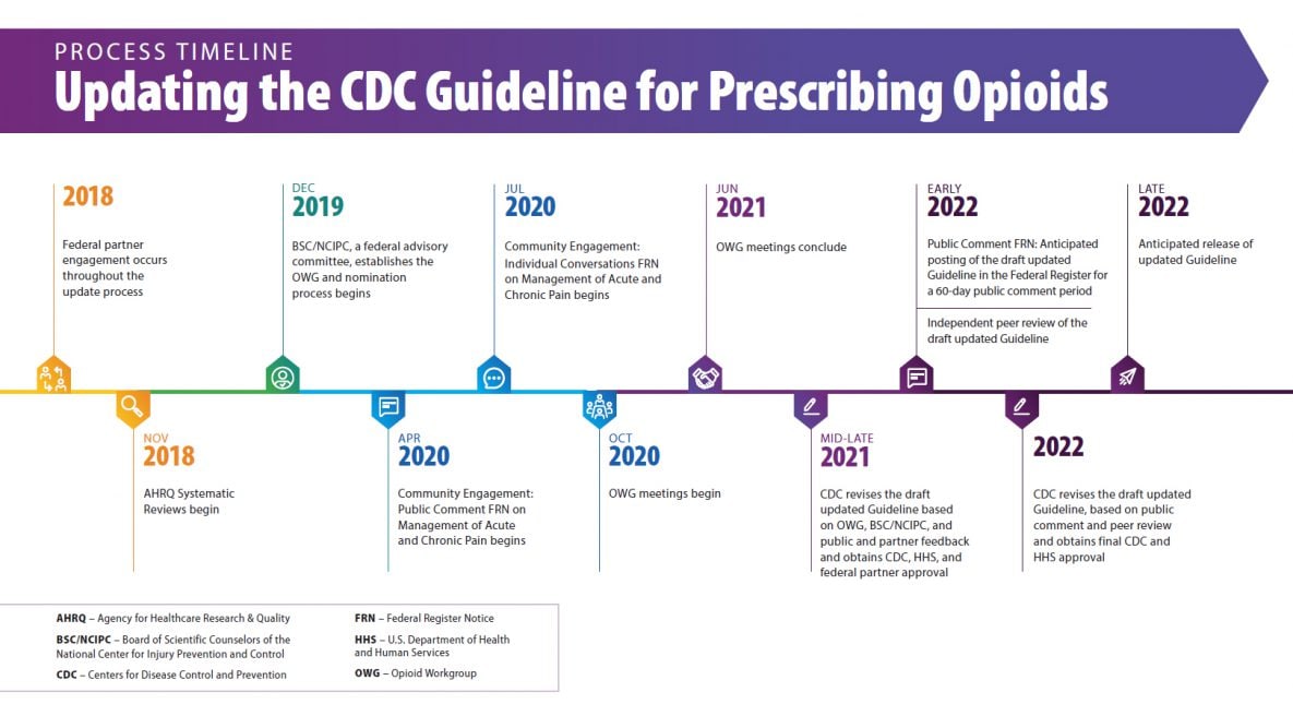 Updating the CDC Guideline for Prescribing Opioids Process Timeline