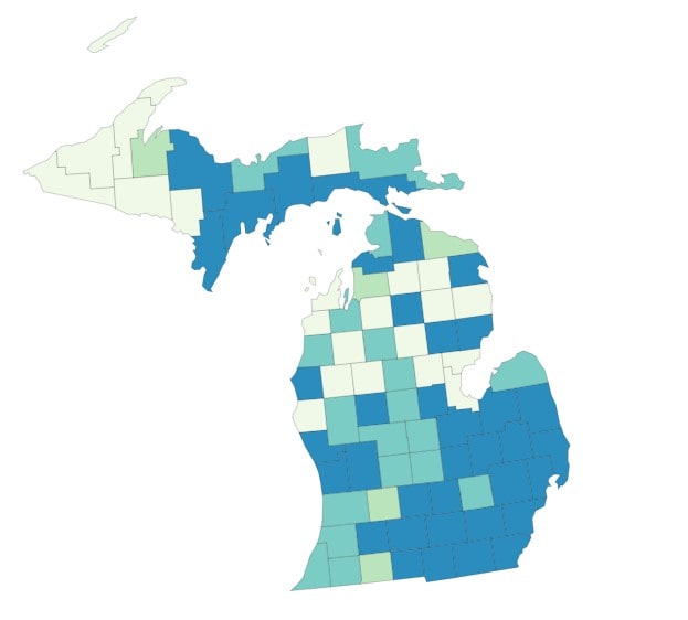 Decorative map of Michigan counties