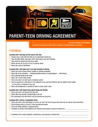 Screenshot of a Parent-Teen Driving Agreement