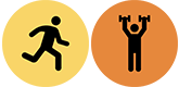 Iconos: correr y levantar pesas