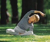 photo of a woman stretching