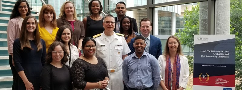 Class of 2016 fellows and Dr. Michael Iademarco, CSELS Director at the CDC PMF Program Class Graduation and 30th Anniversary Celebration. Atlanta, GA (2018)