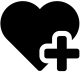 Icon of a heart with a medical cross on it