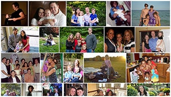 Photo collage of families who shared their stories