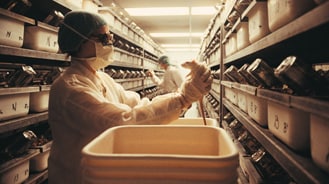 image of a worker in a rodent lab