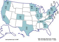 States With Confirmed Cases of a Salmonella Outbreak (July 10)