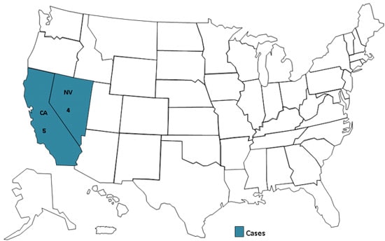 Outbreak of Salmonella Typhi Infections (Map) - August 12, 2010