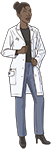 Woman epidemiologist standing with lab coat.