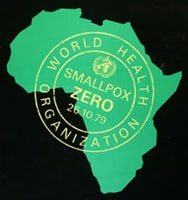 WHO poster commemorating the eradication of smallpox in October 1979, which was officially endorsed by the 33rd World Health Assembly on May 8, 1980. Courtesy of WHO.