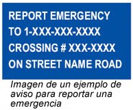 Imagen de un ejemplo de aviso para reportar una emergencia