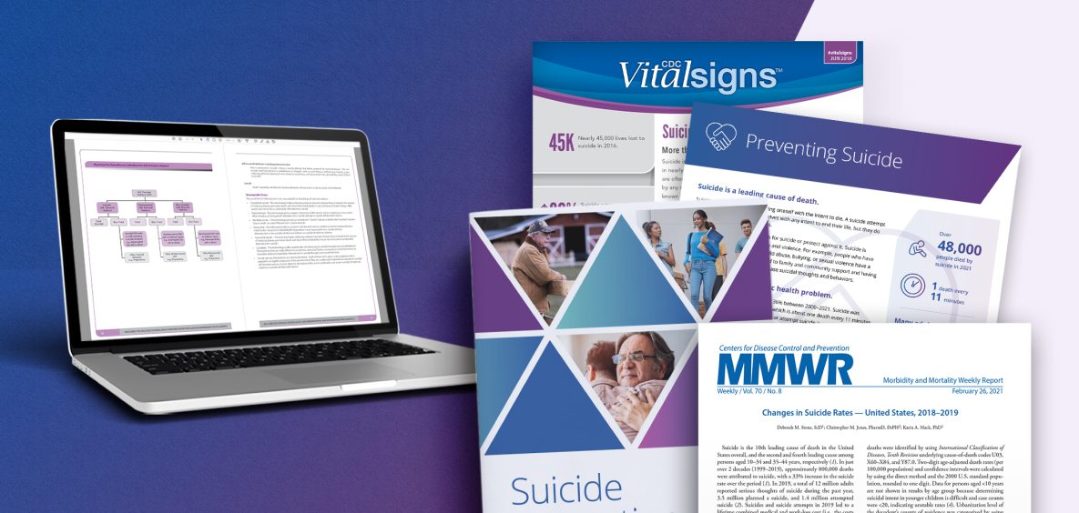 Banner showing suicide prevention materials