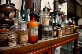 Image of old medicine bottles.