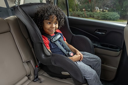 Stage 2. Forward-facing car seat: After outgrowing their rear-facing car seat and until at least age 5.