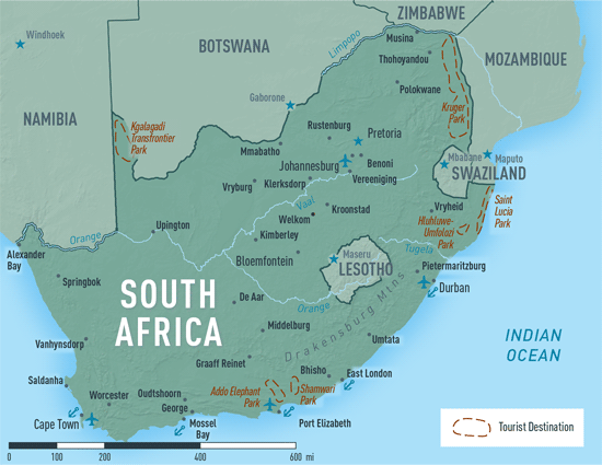 Map 10-03. South Africa destination map
