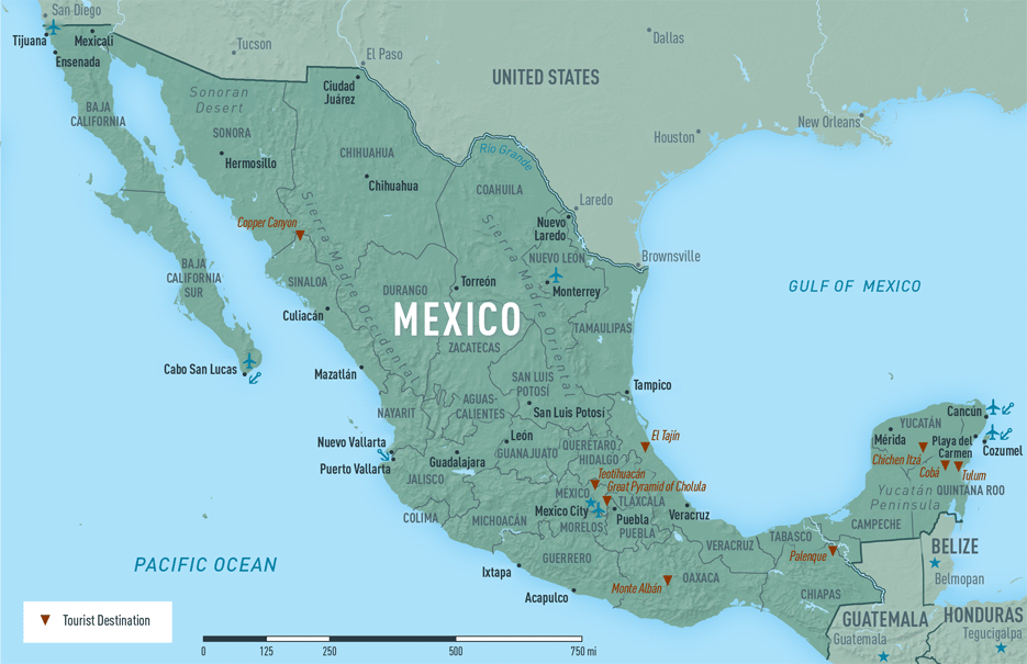 Map 10-09. Mexico destination map