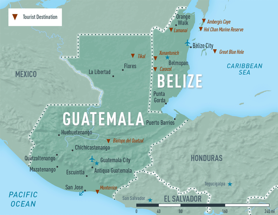 Map 10-18. Guatemala and Belize destination map