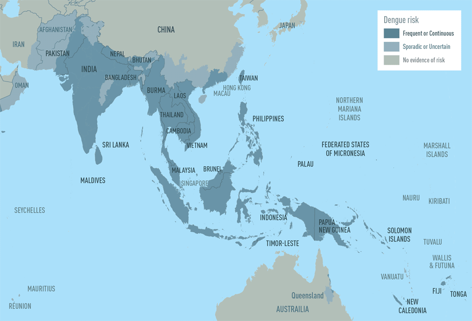 Map 4-03. Dengue risk in Asia and Oceania