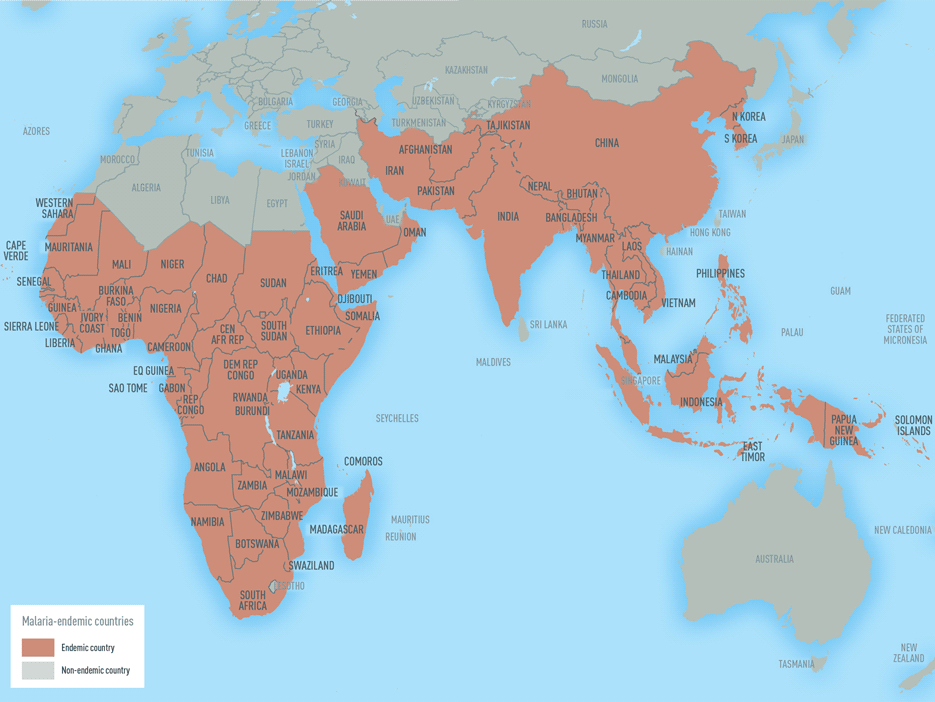 Map 4-09. Malaria-endemic countries in the Eastern Hemisphere