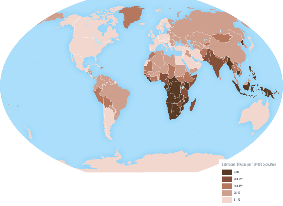 Map 4-12. Estimated tuberculosis incidence rates, 2016