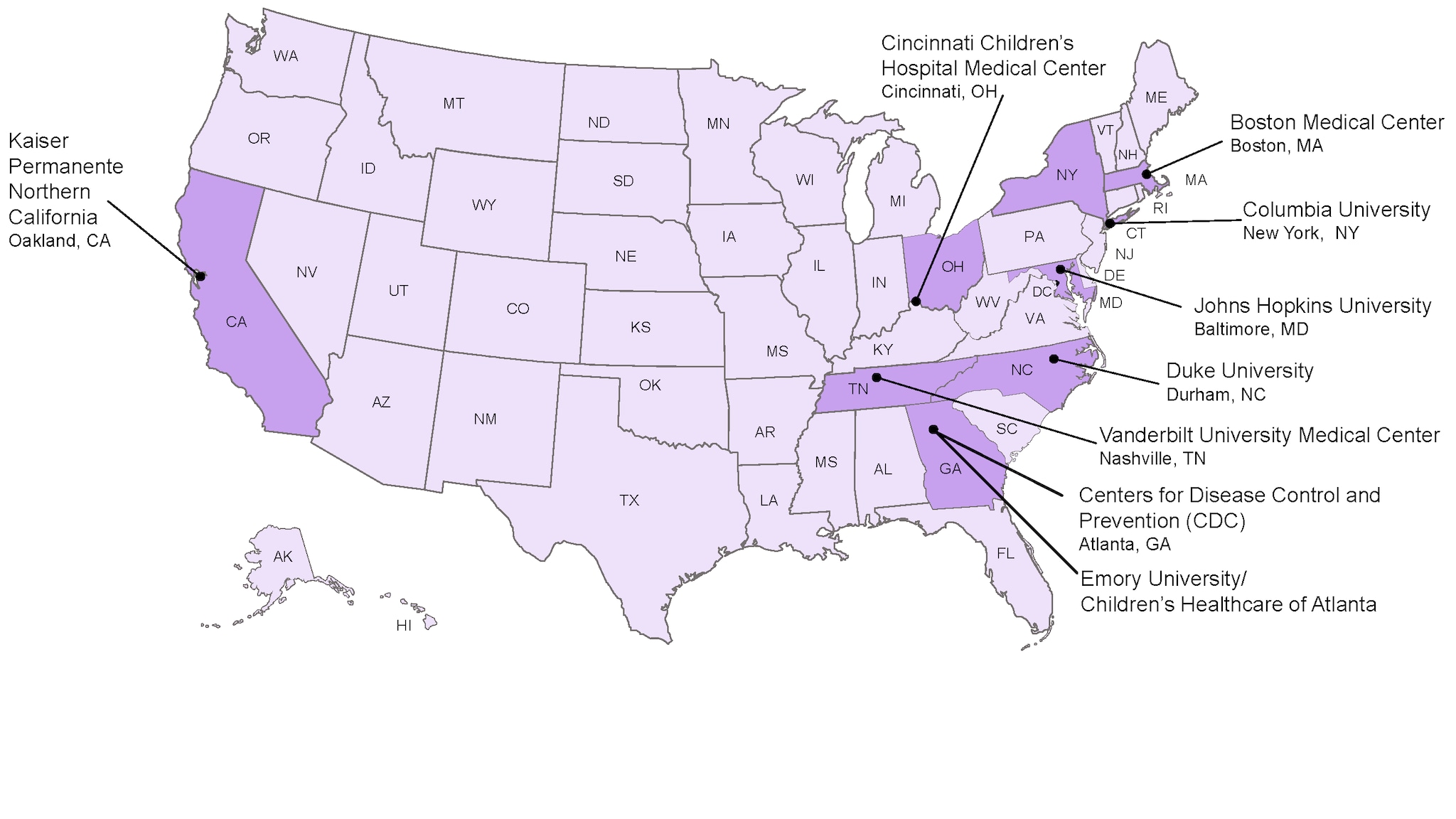 U.S. Map of Current CISA Project Sites