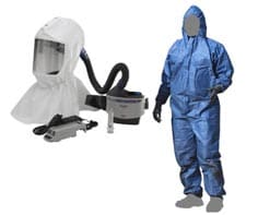 PAPR respirator with a coverall