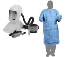 PAPR respirator with a gown