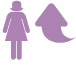 	Woman shape with an upward pointing arrow