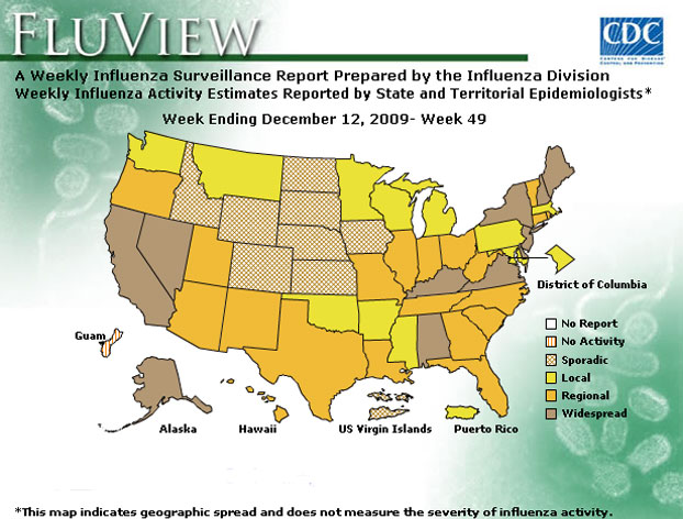 CDC Flu View Map Widget. Flash Player 9 is required.