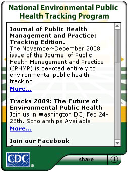 CDC National Environmental Public Health Tracking Program. Flash Player 9 is required.