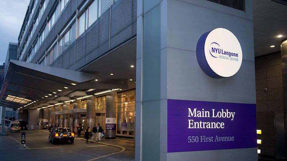 Photo of the main lobby entrance of NYU/Langone Medical Center