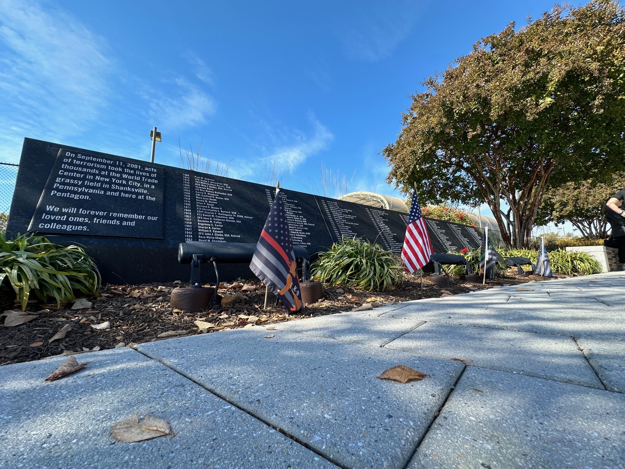 The Pentagon Memorial name wall in Shanksville, Pennsylvania.