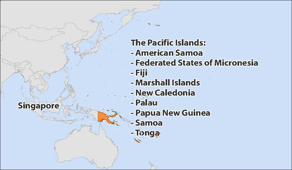 	Map of Oceania and Pacific Islands