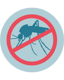 ilustración de un mosquito tachado con una marca roja