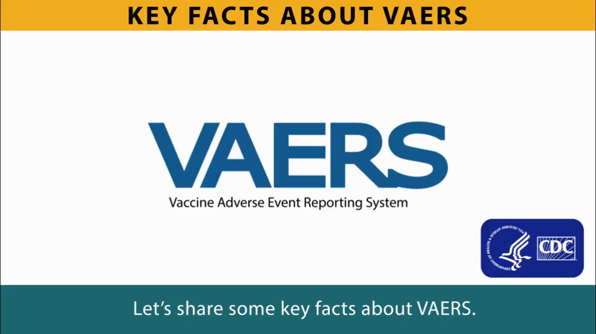 Text reading "Key Facts About VAERS" with VAERS logo beside CDC logo